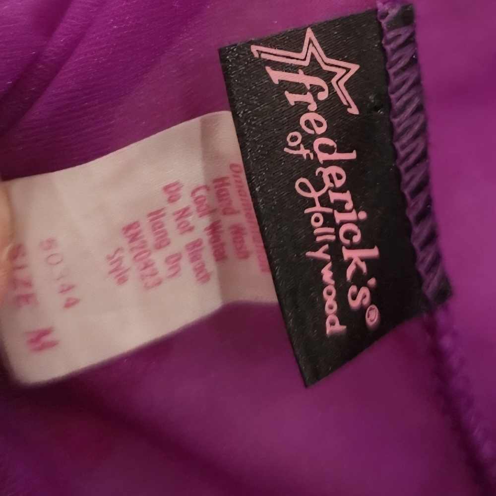 Vntg Frederick's of Hollywood Sz Med Purple Lace Chemise - Picture 3 of 7